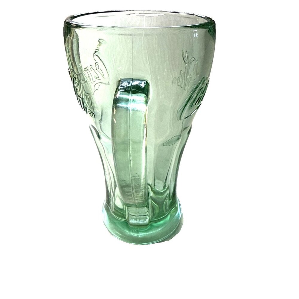 Vintage Rare Libbey Coca Cola Coke Glass Mug with Handle Thick Green Heavy Glass - Picture 7 of 12